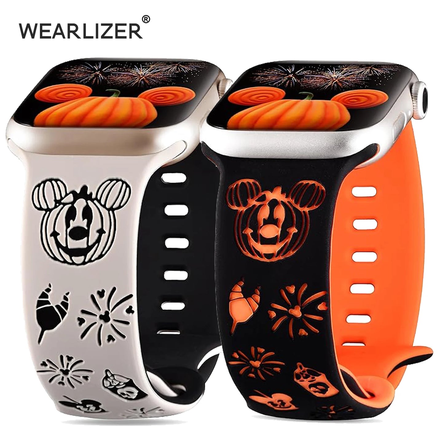 Wearlizer Halloween Cartoon Band for Apple Watch Band 41/40/49/45/44/42mm Two-Tone Silicone Strap for iWatch SE 9 8 7 6 5 Ultra