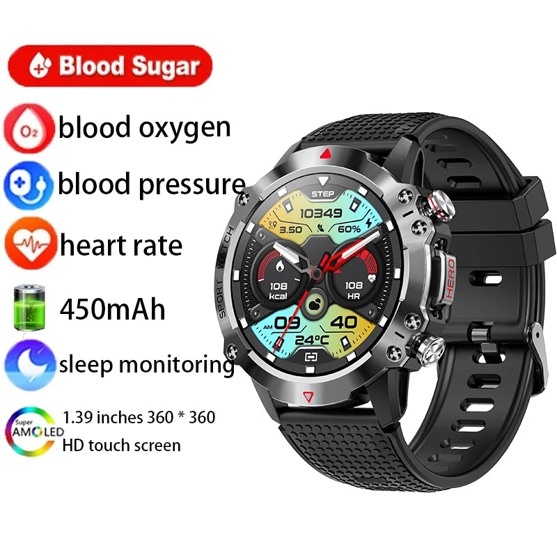 GEJIAN New 450mAh Battery Watches For Men Smart Watch In 2024 Bluetooth Call Smartwatch Fitness Sports Clock 1.39 Inch HD Screen