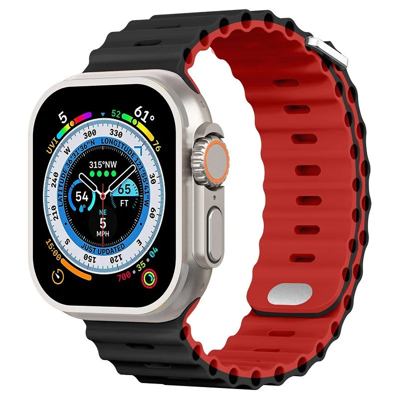 Ocean Strap for Apple Watch Ultra 2 Band 49mm Series 45mm 41mm 44mm 40mm 42mm 38mm Silicone Watchbands iWatch 9 8 7 6 5 4 3 SE2