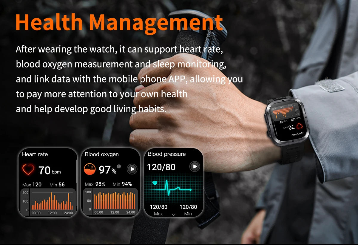 2024 New Outdoor Smart Watch Men 2.01" Screen 3ATM Waterproof Watches Bluetooth Call Ai Voice Sport Smartwatch For Android IOS