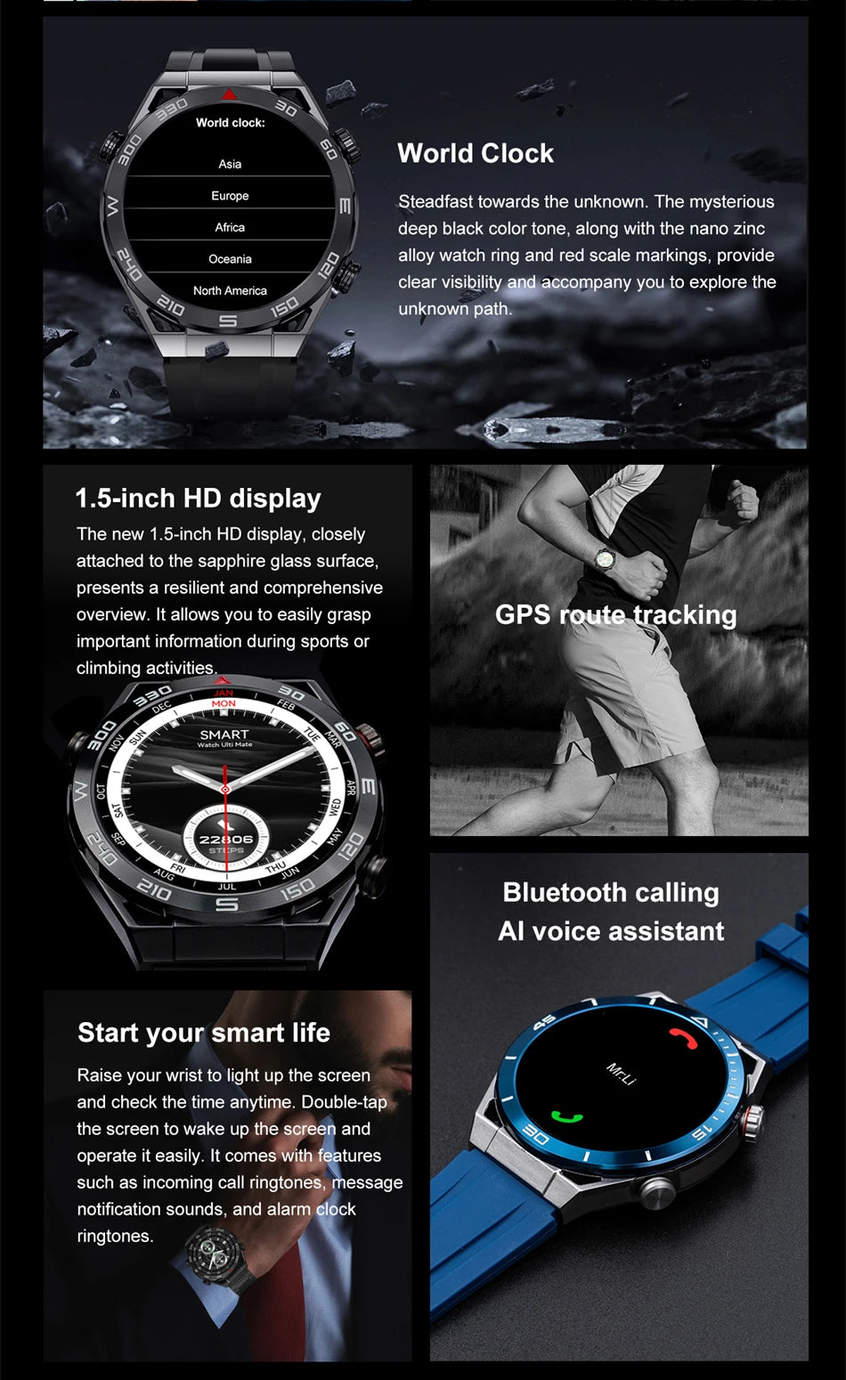 2024 New Sports Ultimate Smart Watch Men For IOS ECG Voice Call Compass NFC Smartwatch Support GPS Track IP68 Waterproof Watches