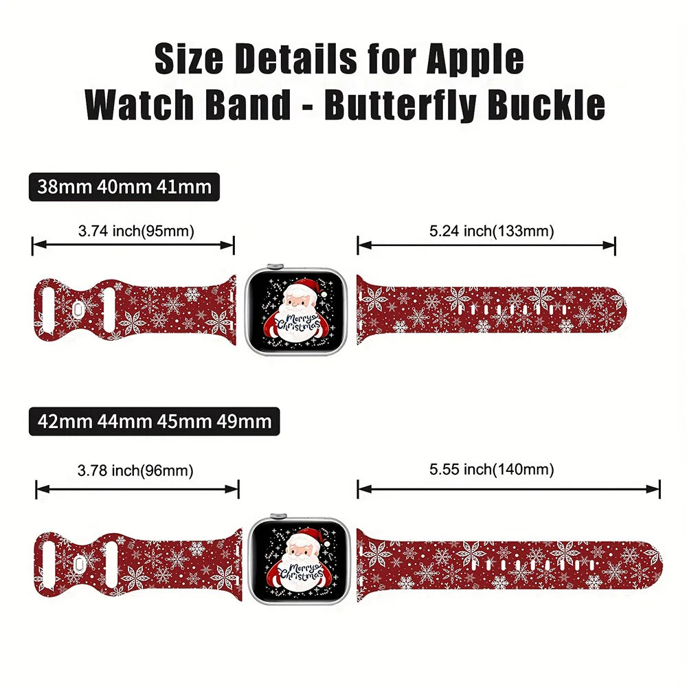 Christmas Bands for Apple Watch Band 38mm 40mm 41mm 42mm 44mm 45mm 49mm Silicone Sport Strap iWatch Ultra Series 9 8 7 SE 6 5 4