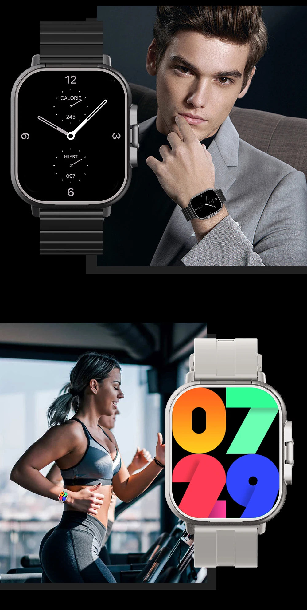 2024 2-In-1 Smartwatch With Earphones Man 2" Multi Sport Bt Call Nfc Exercise Tracker Compatible With Iphone Android Phone