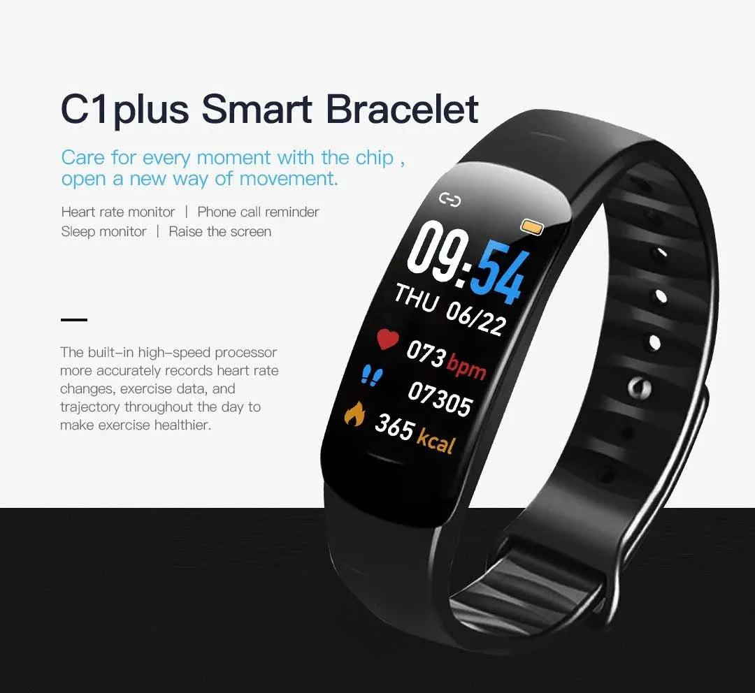 2024 C1 Plus Sports SmartWatch Heart Rate Blood Pressure Monitoring Waterproof Smart Bracelet Men Women Multi-function Watches