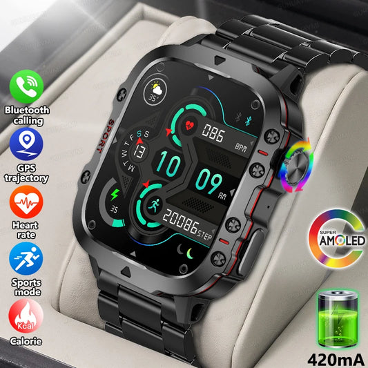 For Huawei Men Smart Watch 1.96 Inch HD Screen Custom Dial Bluetooth Call Blood Oxygen Sports Water Proof SmartWatch 2024 New