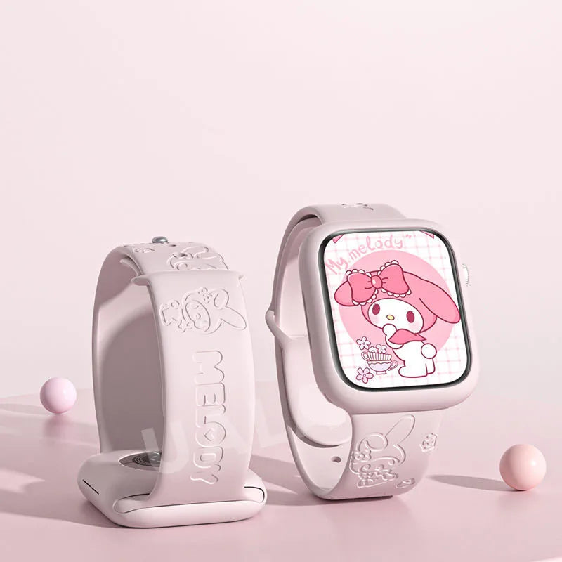 Sanrio My Melody Silicone Strap For Apple Watch Bands 38mm 41mm 42 44 45 49mm Bracelet iWatch Series Se 9 8 7 6 5 3 Ultra 2 Band