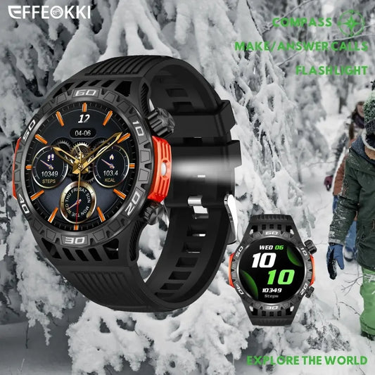 Connected Luxury Man Watch Smartwatch 2024 Wristwatch Portable Flashlight 10 Meters Waterproof Compatible Long Battery Life