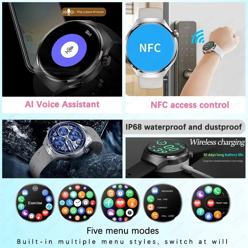 2024 New For Huawei WATCH 4 Smart Watch Woman NFC GPS Tracker AMOLED 360*360 HD Screen Heart Rate Bluetooth Call SmartWatch Men