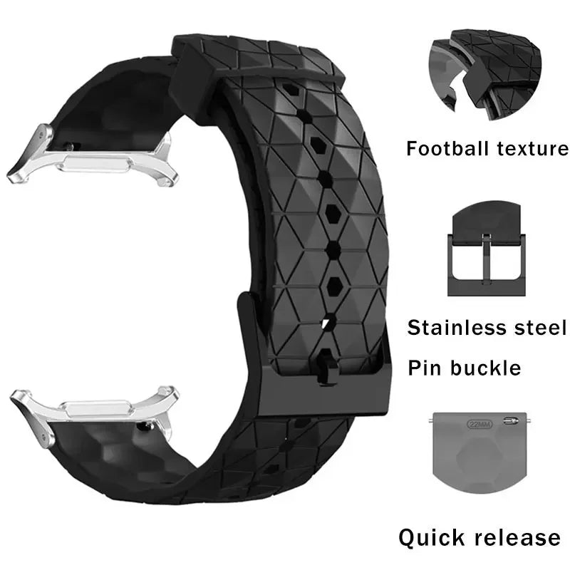 Sports Silicone Strap for Samsung Galaxy Watch 7 Ultra 47mm Soccer Print Watchband Bracelet for Galaxy Watch 7 Ultra Wristband