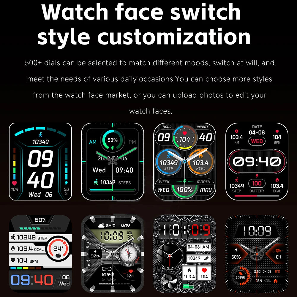 Rugged Military Smart Watch Men For Xiaomi Android IOS Fitness Watches Waterproof 2.01 inch Bluetooth Call Smartwatch 2024 New