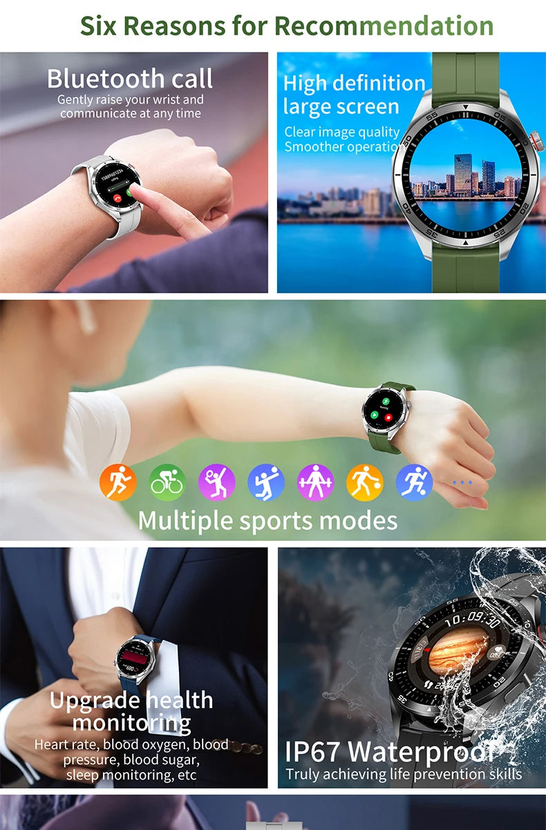 2024 Fitness Smart Watch For Men Android Touch Screen Heart Rate Blood Pressure Watch with Earbuds Earphone AH19 for Man women