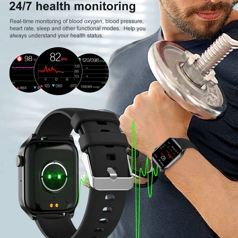 2024 New Men Women BT Call Smart Watch Heart Rate Blood Oxygen Sports Fitness Waterproof Bracelet Music Smartwatch T12pro Band