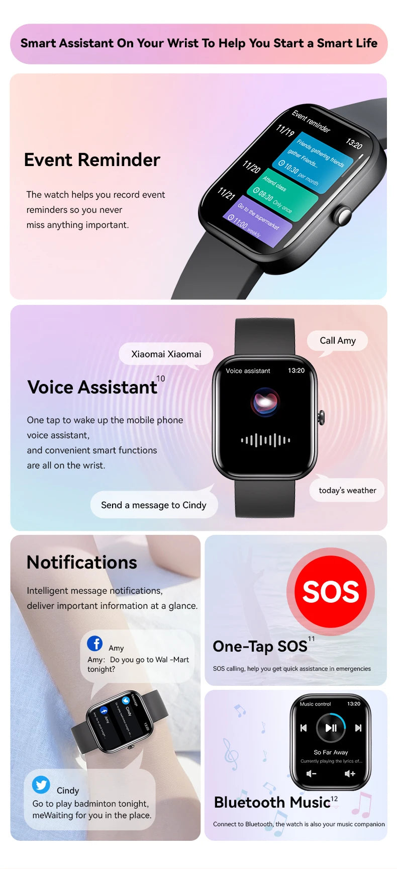 2024 New Xiaomi Smart Watch Men Women Heart Rate Blood Pressure Oxygen Full Touch Fitness Tracker Waterproof Sports Smartwatch