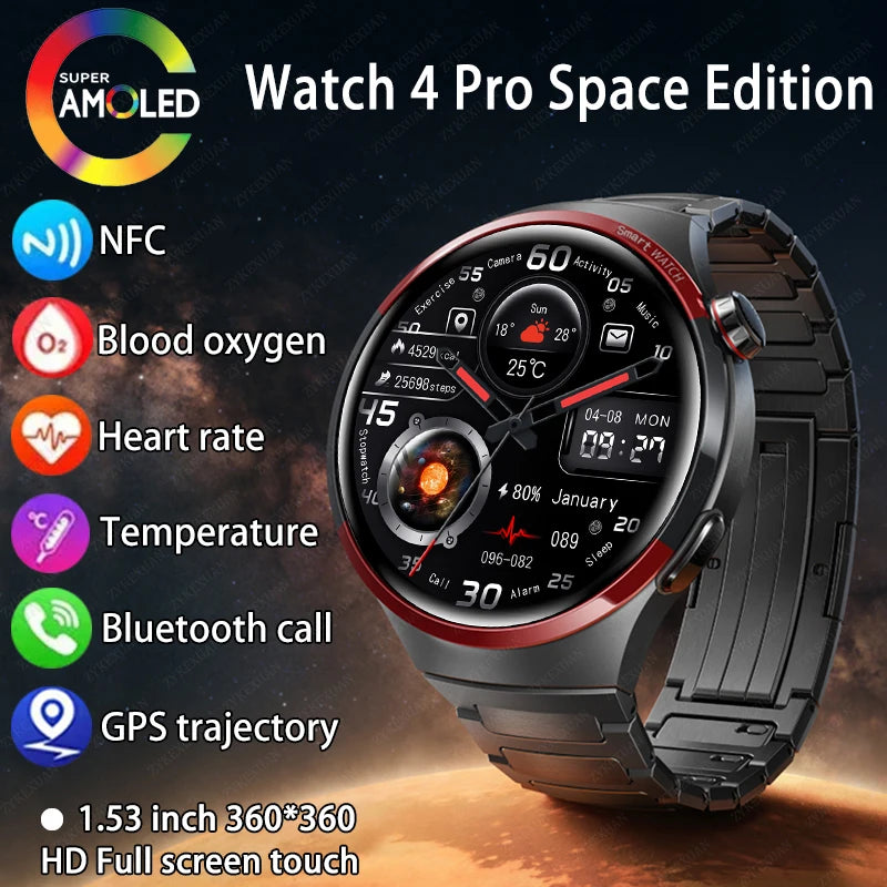 For Huawei WATCH 4 PRO Smart Watch Men GT4Pro AMOLED HD Screen Bluetooth Call GPS NFC Heart rate waterproof SmartWatch 2024 New