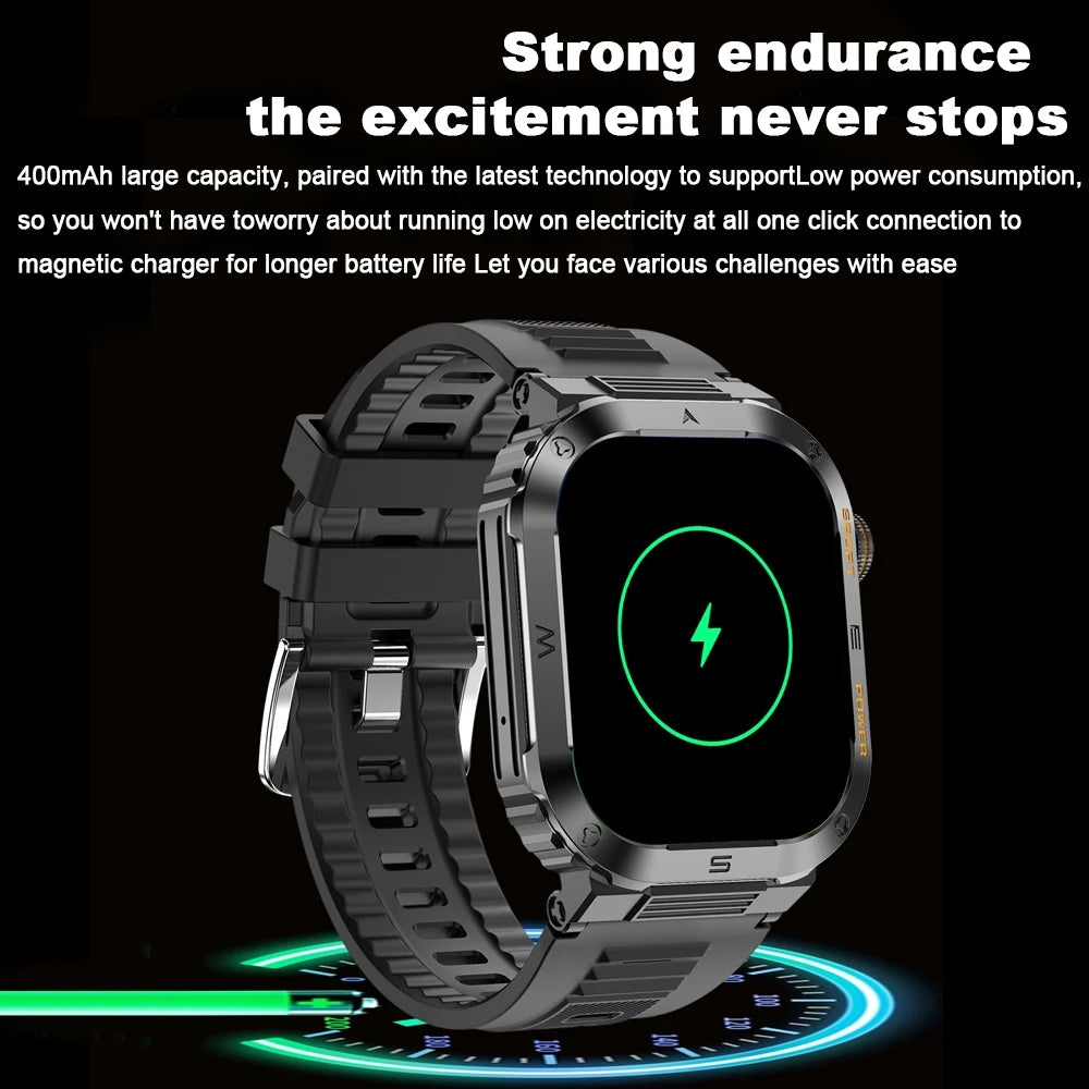 New Rugged Military Smart Watch Men For Android Xiaomi Ios 3ATM Waterproof Sport Fitness Ai Voice Outdoor Men's Smartwatch 2024