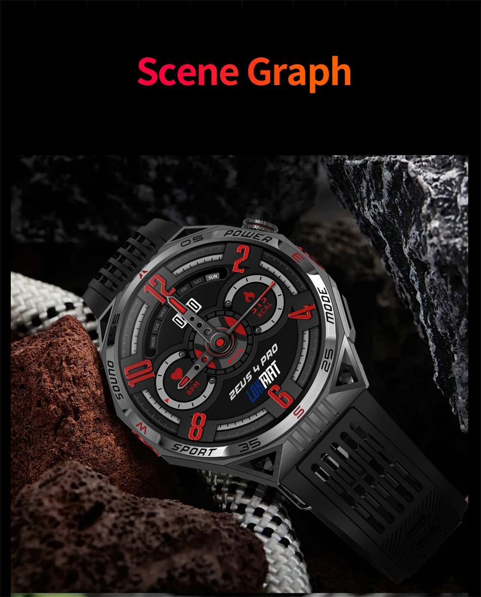 New GPS Smart Watch Men 1.85'' HD Screen Outdoor Compass Flashlight Laser Light 450 mAh Large Battery BT Call Smartwatch 2024