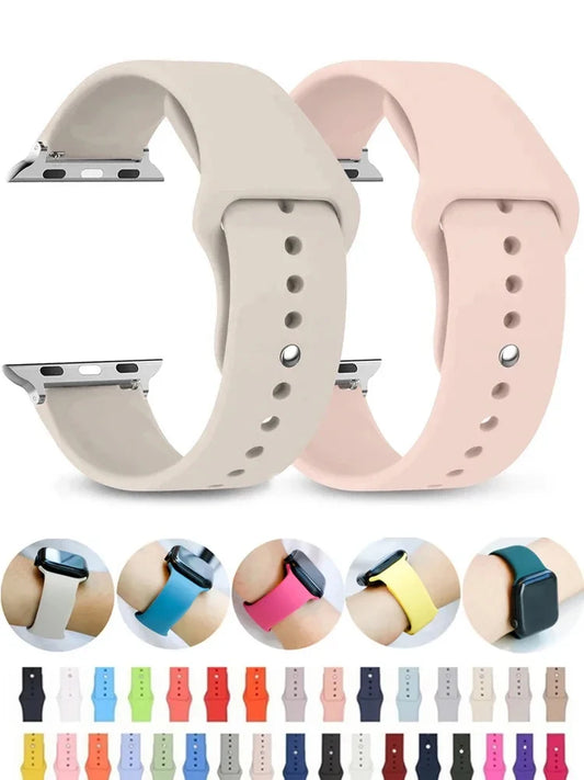 Silicone Strap For apple Watch band 44mm 40mm 45mm 41mm 38mm 42mm 45 mm correa bracelet iWatch series se 9 8 7 6 3 ultra 2 49mm