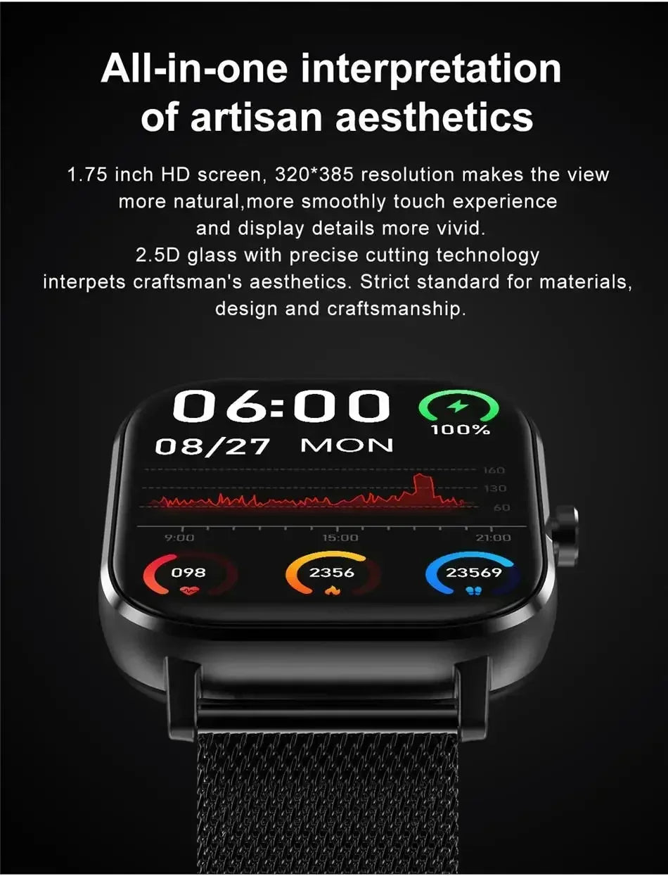 Zordai DT35+ Smart Watch Men 2024 Waterproof Bluetooth Call SMS Reminder Fitness Heart Tracker Smartwatch for Android and iOS