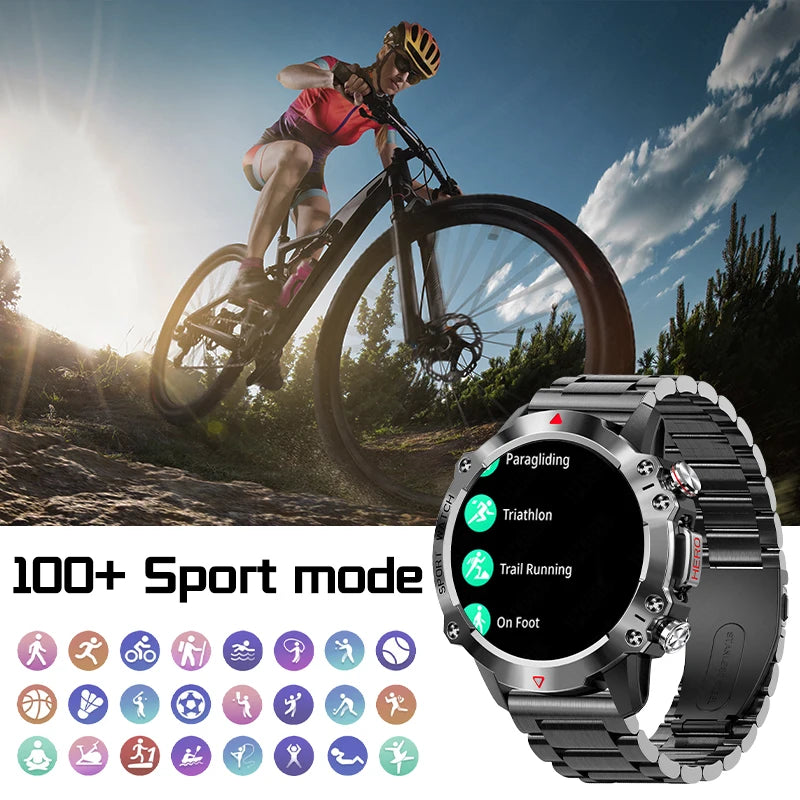 2024  AMOLED HD Screen Watch Bluetooth Call Smartwatch Waterproof Outdoor Sports Tracker 450 mA Battery fashion Men Smart Watch