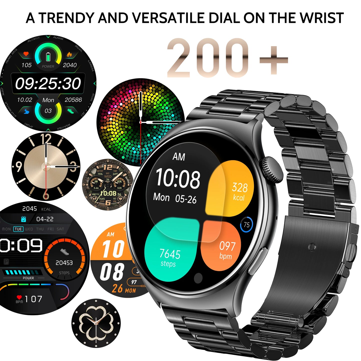 2024 Real AMOLED Smart Watch Men Women 1.43 inch 1ATM Waterproof Sports Watch Screen Always Show Time Voice Calling Smartwatch