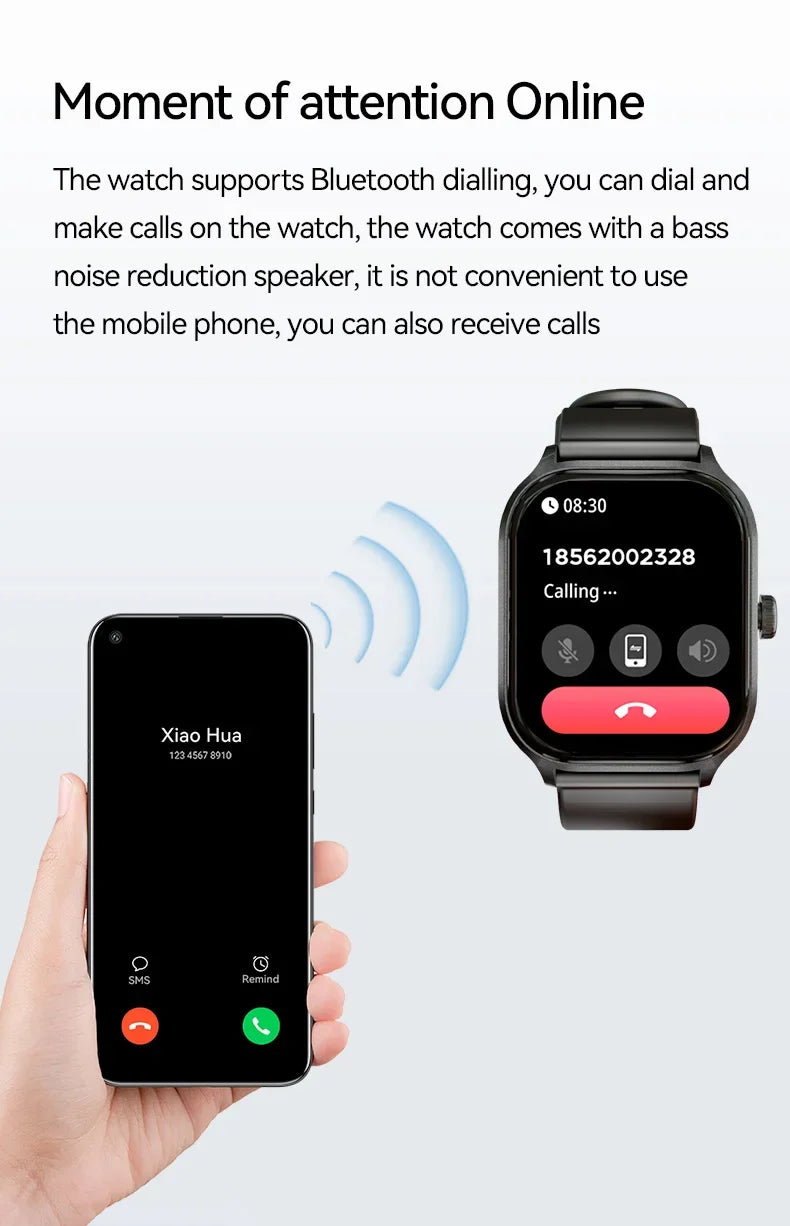 2024 NEW Smart Watch Men Women 2.01 Inch Screen Bluetooth Call Blood Oxygen Blood Pressure Women Men Smartwatch for IOS Android