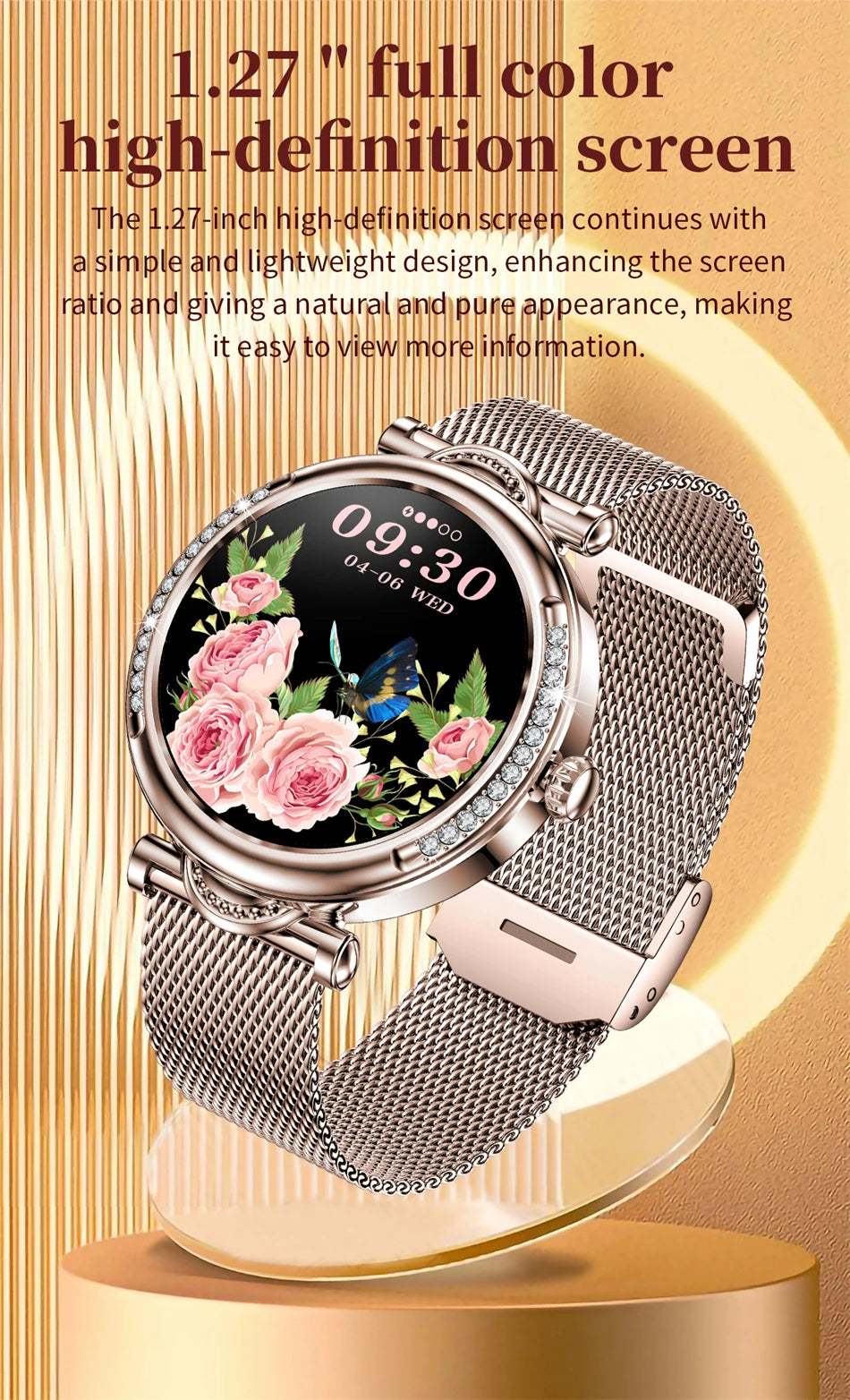 For Xiaomi Android Fashion Women Smart Watch 360*360 HD Screen Heart Rate Custom Dial Watch Voice Calling SmartWatches 2024 New