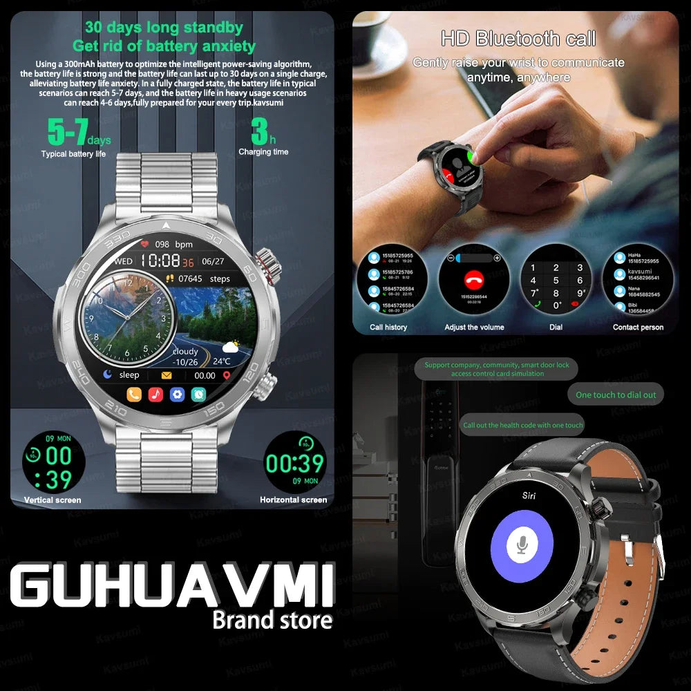 2024 New NFC Bluetooth Call Smart Watch Men Full Touch Screen Waterproof Watches Outdoor Sport Smartwatch For Android Huawei IOS