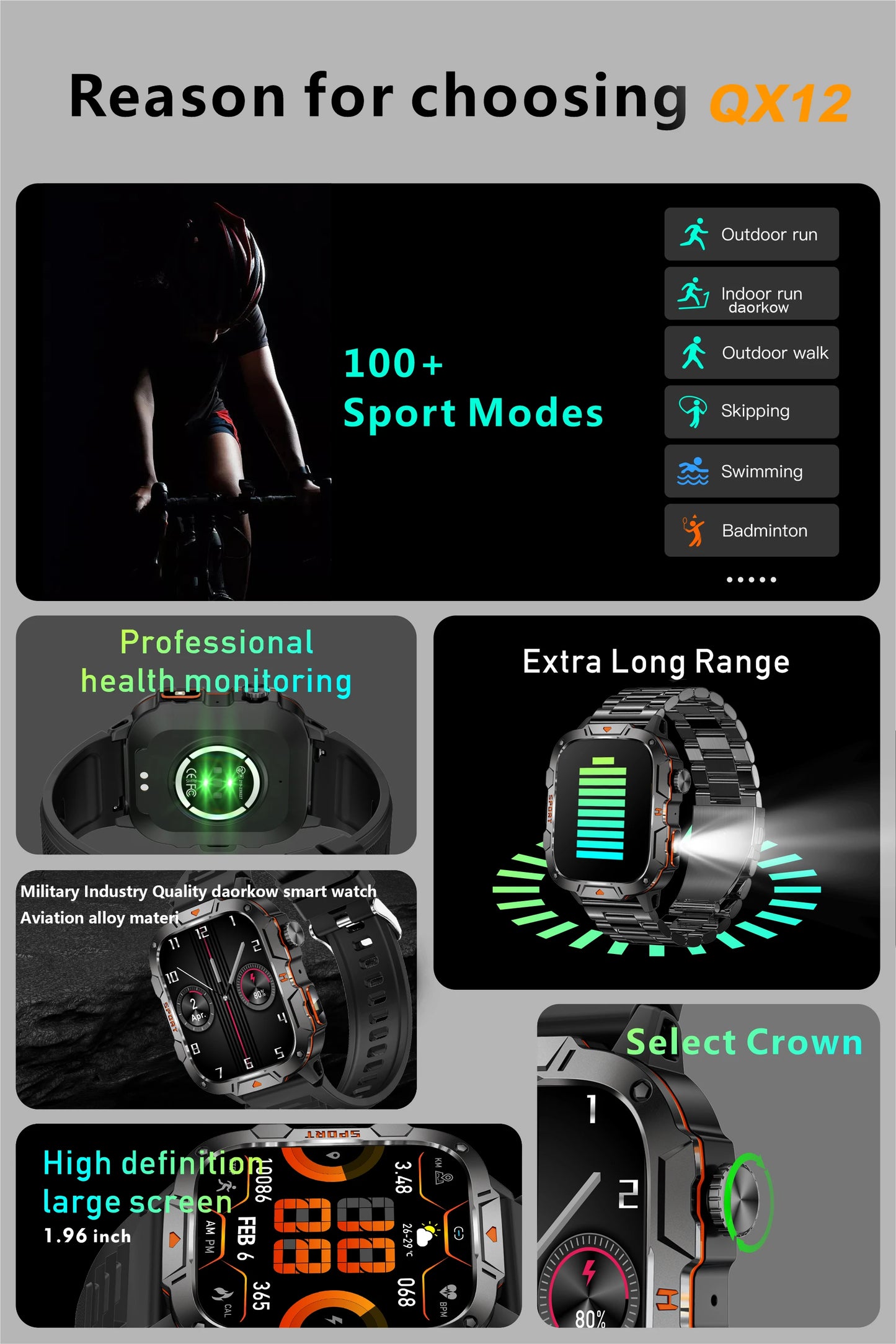 New Full Touch Smart Watch Men For Android Xiaomi Blood Pressure Oxygen Fitness Watch Waterproof LED Flashlight SmartWatch 2024