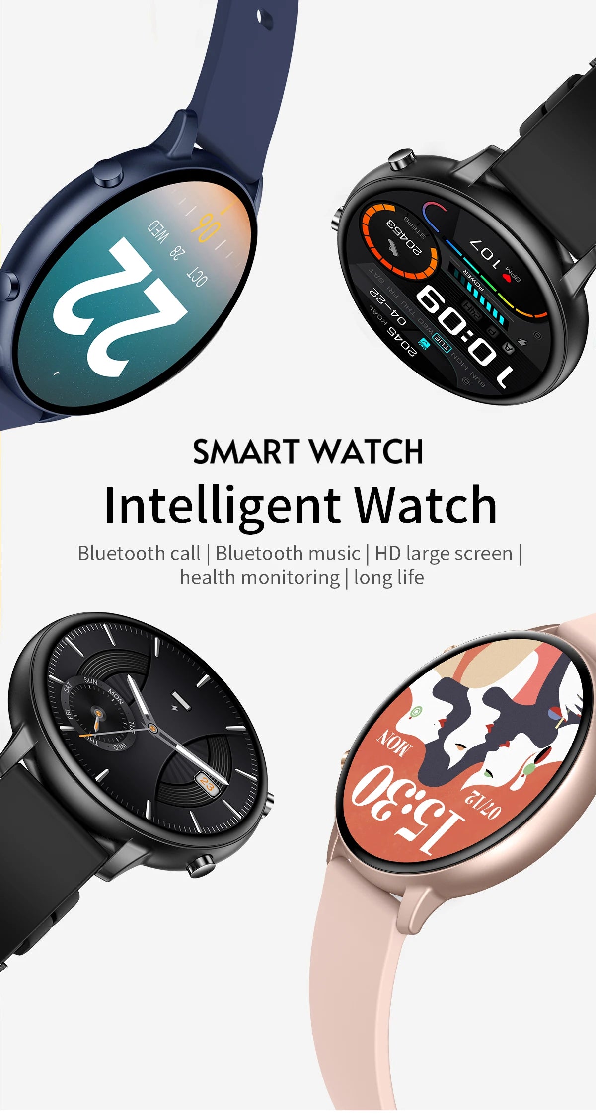 2024 New Smart Watch Men IP68 Waterproof Full Touch Clock Sport Fitness Tracker Women Smartwatch for Android Xiaomi phone iPhone