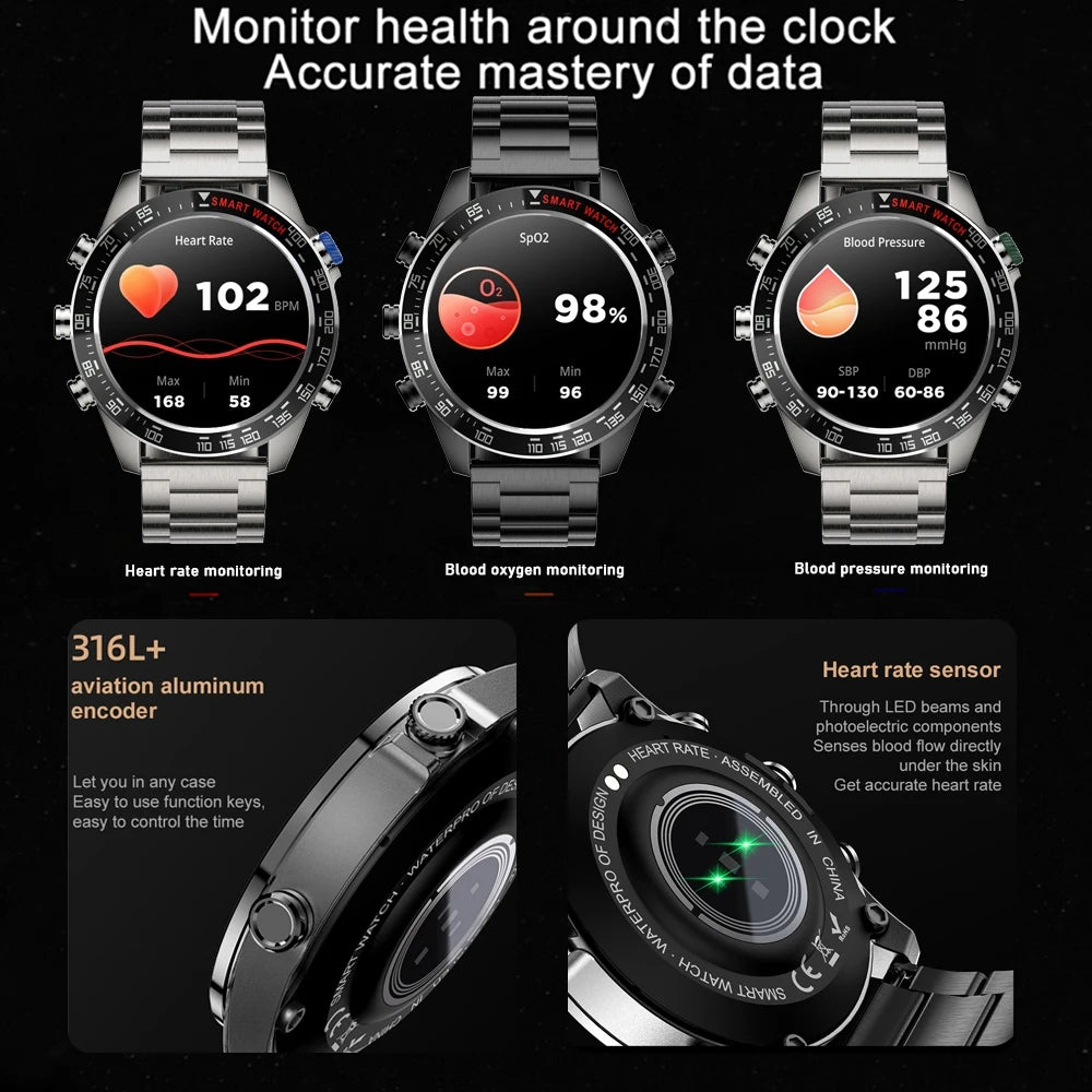 Always show time 2024 New Smart Watch 1.43"AMOLED Display Bluetooth Phone Call Smartwatch Monitor IP68 Waterproof Fitness Watch