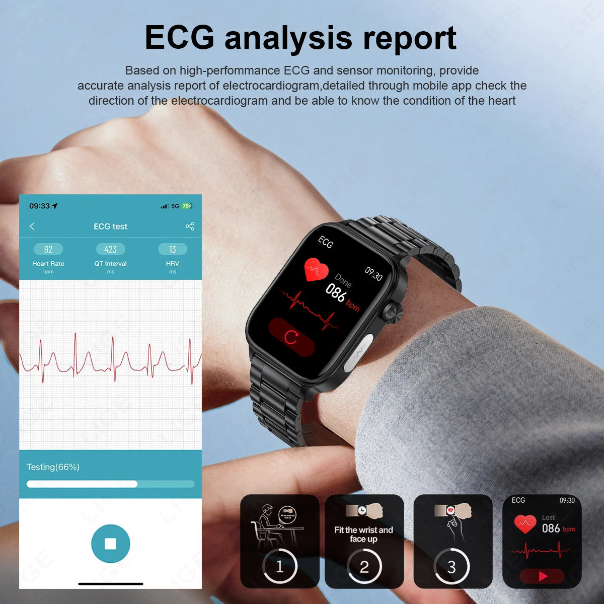 LIGE 2024 Smartwatch Medical Grade Blood Lipids Uric Acid ECG Health Monitor Bluetooth Call Body Temperature Men Smart Watches