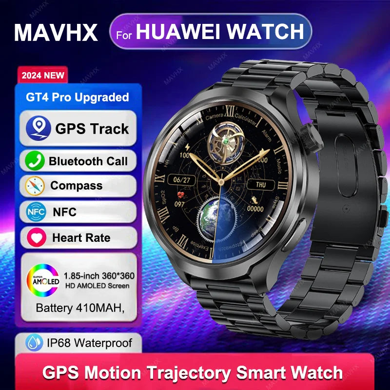 2024 New GPS Smart Watch Men For Huawei Xiaomi 360*360 HD Screen Heart Rate Bluetooth Call NFC IP68 Waterproof Sport Smartwatch