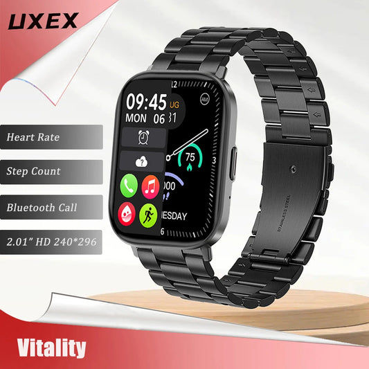 Vitality Smartwatch Baron And Women 2.01” HD 240*296 Bluetooth Call Fitness Tracker Heart Rate Step Count Diy Faces Sports Watch