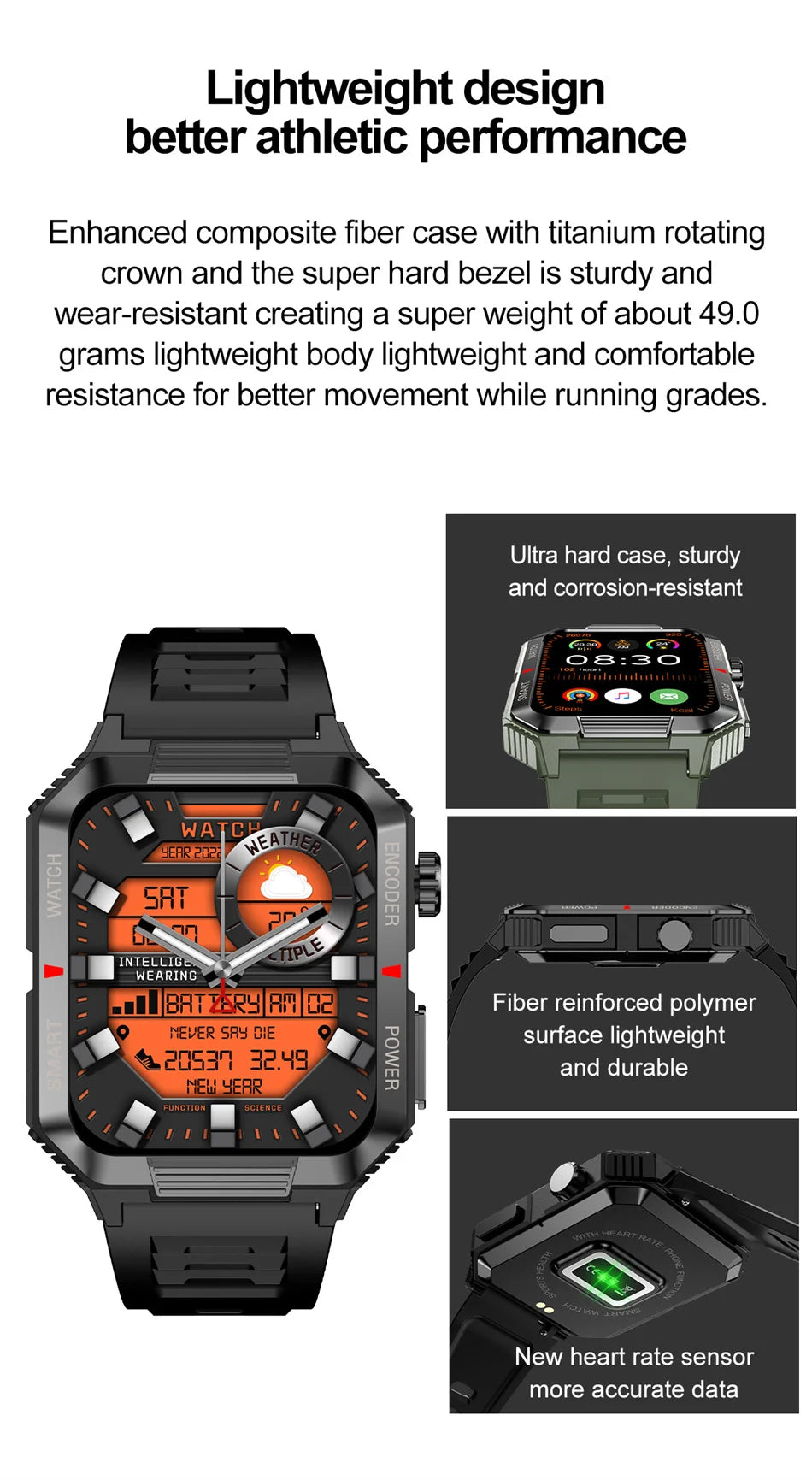 Rugged Military NFC Smart Watch Men AMOLED HD Screen Heart Rate Bluetooth Call Waterproof Outdoor SmartWatch 2024 New For Xiaomi