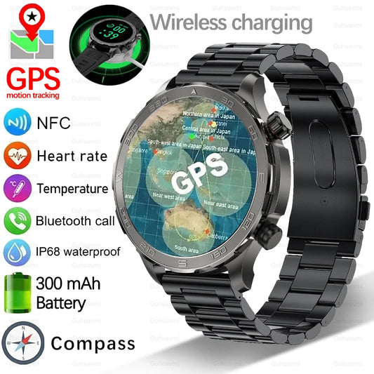 2024 New Rugged Military GPS NFC Smart Watch Men HD Screen Heart Rate Waterproof Outdoor SmartWatch Bluetooth Call For HUAWEI