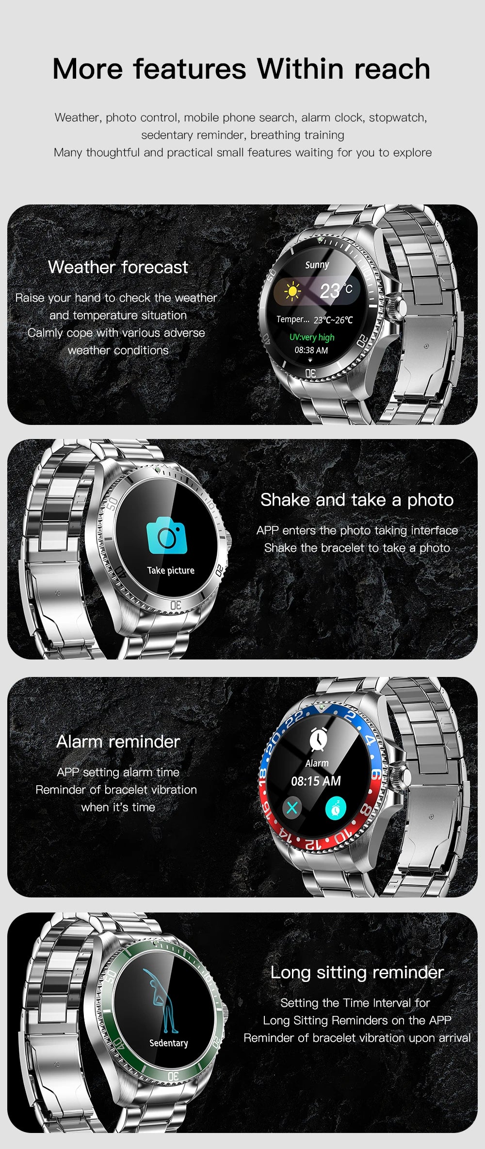 New  Fashion R1 Smartwatch 2024 Round Screen Metal Band Ip67 Waterproof Bluetooth Call Heart Rate Sport Wristband For Men R1 Pro