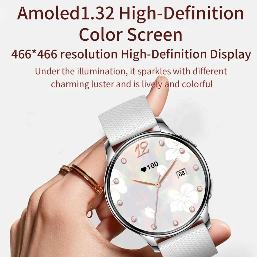 2024 New Bluetooth Call Smart Watch Women Men 1.32 " AMOLED 466*466 HD Pixel Display Heart Rate Blood Pressure Smartwatch Woman