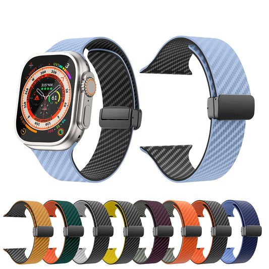 Watchband for Apple Watch Two-color Carbon Fiber Texture band for IWatch Bands Series Ultra Ultra 2 7 8 9 Man Bracelet Strap