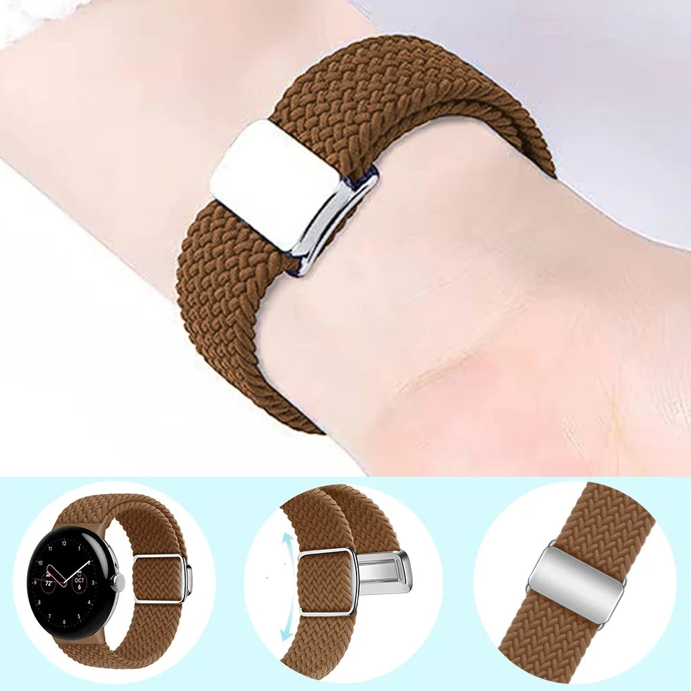 Nylon Braided Magnetic Strap for Google Pixel Watch 2 Band Replacement Belt Wristband Fabric Bracelet Pixel Watch 2 Accessories