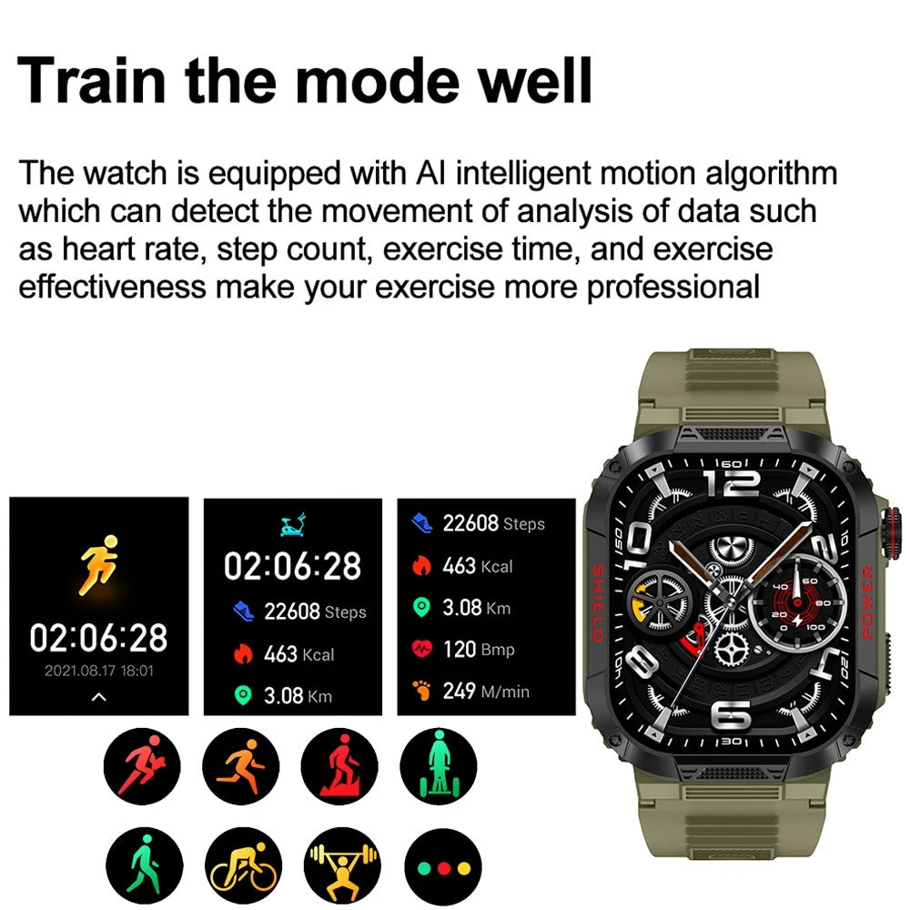 2024 New Smartwatch Men 1.96 Inch Screen 420 mAh for Android IOS Sport Fitness Waterproof Heart rate Bluetooth Call Smart Watch