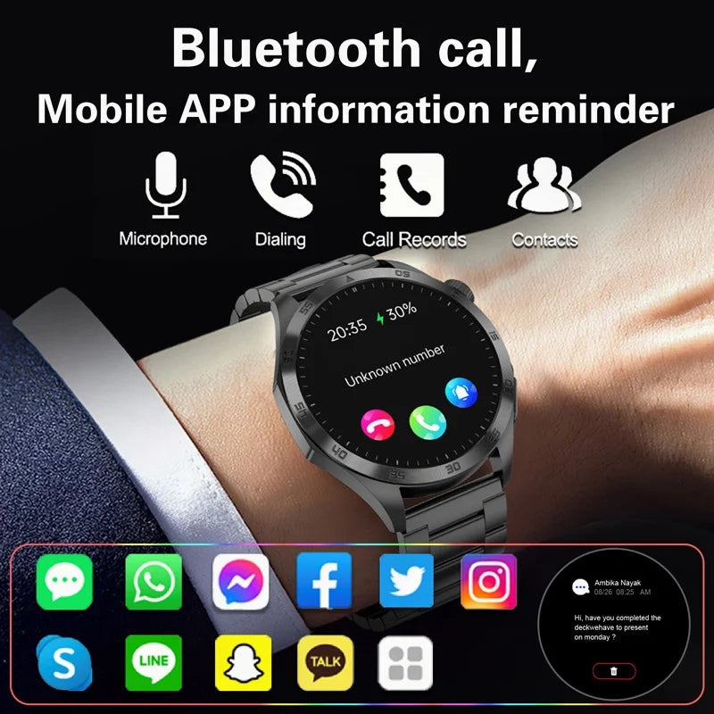 2024 New Blood Glucose Smart Watch for Men ECG Watches Blood Lipids Uric Acid Bluetooth Call Health Smartwatch Fitness Tracker