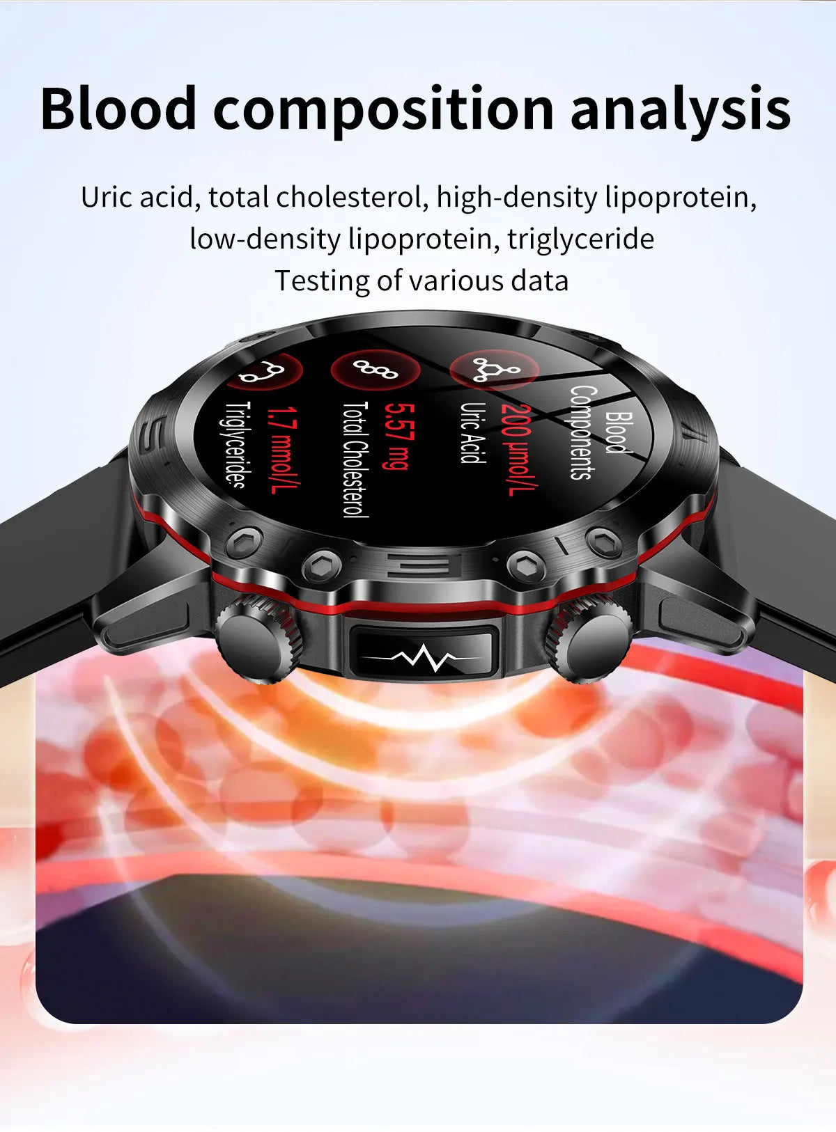 Blood Lipids Uric Acid Blood Glucose Smart Watch For Men ECG+PPG Fitness Tracker Clock Bluetooth Call Health Smartwatch 2024 New