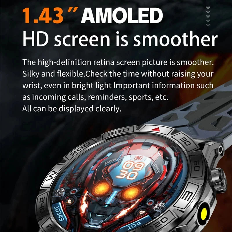 2024 New Men Outdoor Smart Watch AMOLED 460*460 Ultra HD Screen 107 Sports Modes Fitness Tracking Watch Waterproof Smartwatch