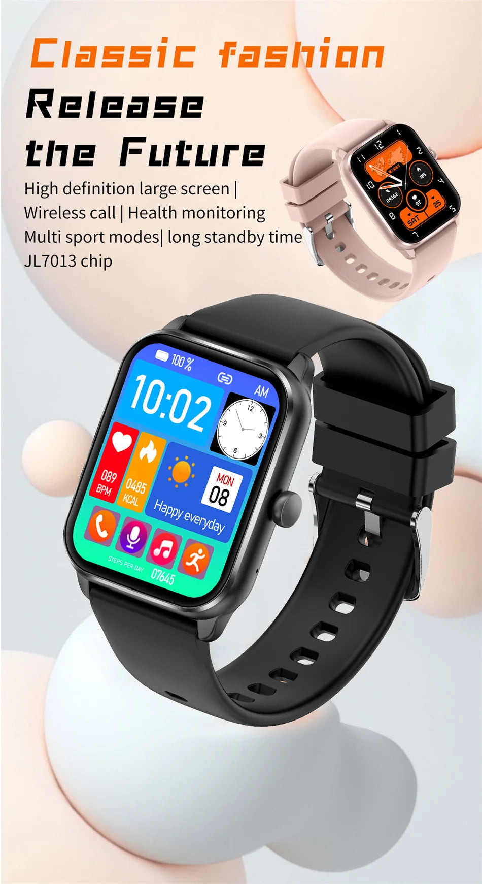 2024 New For Xiaomi Huawei 1.85 inches Bluetooth Call Smartwatch Women Men AMOLED 240*284 HD Pixel Display Smartwatches Ladies