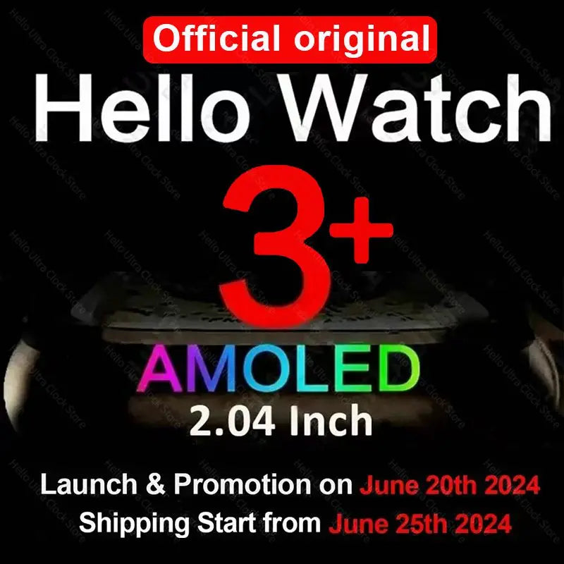 2024 New Hello Watch 3+ Smartwatch 49mm Ultra HD AMOLED 4G ROM NFC GPS Compass Clock Bluetooth Call Smart Watch 3 Plus Men Women