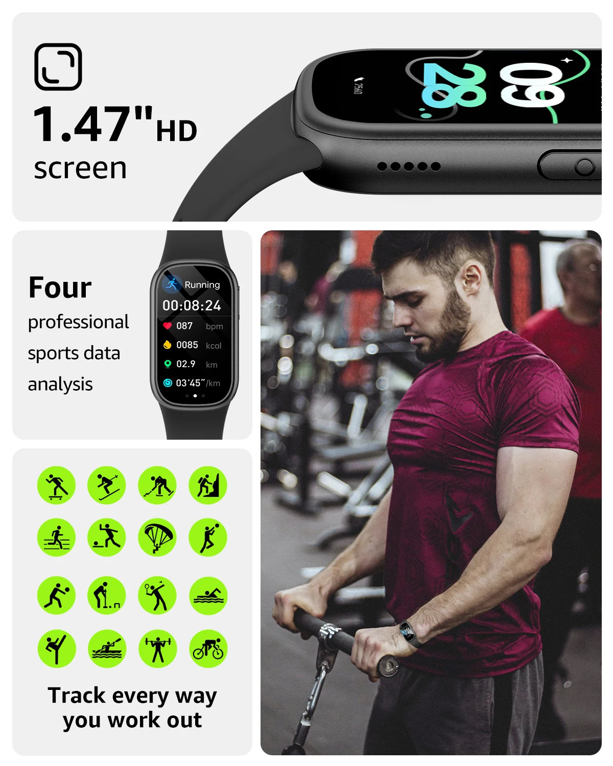 2024 New B7 Smart Watch Man Woman Heart Rate Fitness Tracker Sports Bracelet For ios Android Huawei Bluetooth Call Smartband