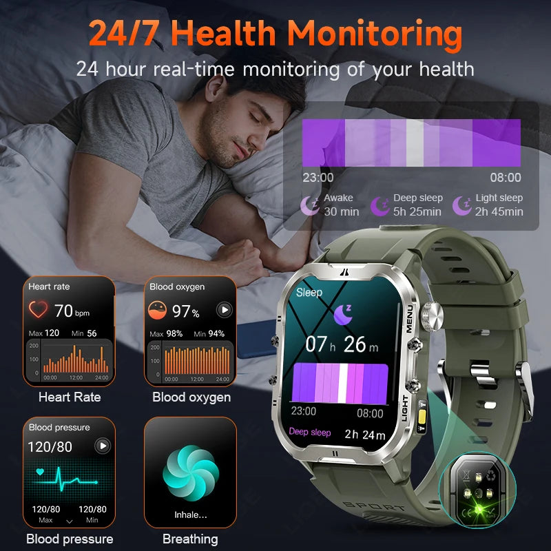 2024 Smart Watch Men 1.96" Waterproof Outdoor Sports Watches Thermometer Health Monitoring Bluetooth Call Smartwatch For Xiaomi