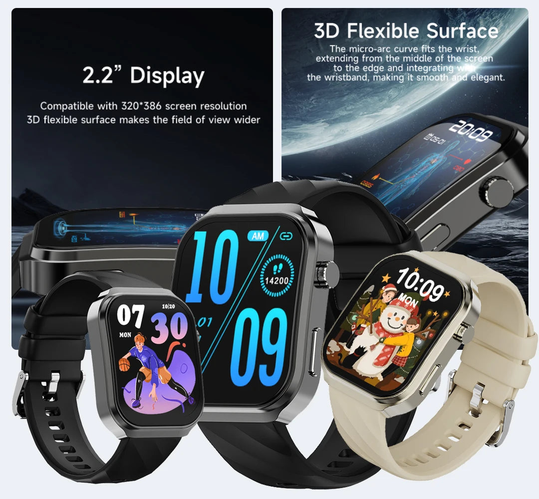 2024 New  Men Women Smartwatch 2.1 inch square screen 320 * 386 resolution heart rate and blood pressure monitoring Wristwatch