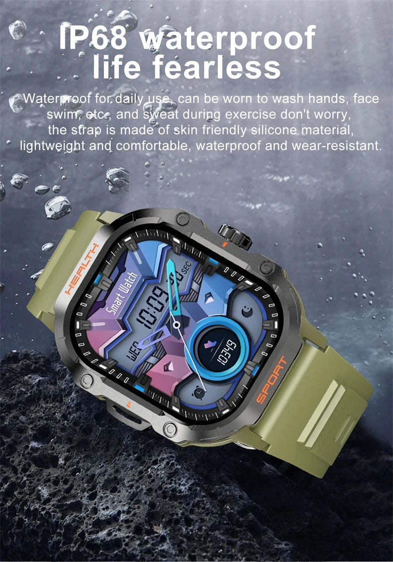 2.01 Inch AMOLED HD Screen Smartwatch Men Sports Fitness Health Monitoring IP68 Waterproof Bluetooth Call Smart Watch 2024 New