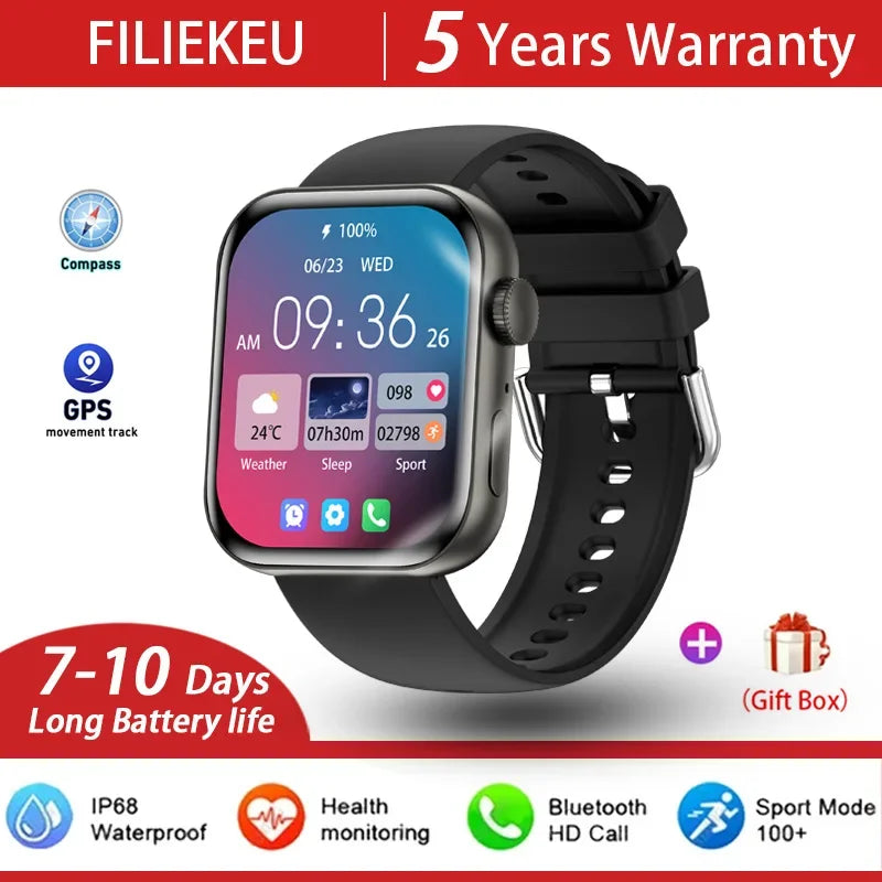 FILIEKEU Smartwatch  Woman Man Bluetooth Call Step Counter Smart Watches Women Casual Black  Smart Watch Men